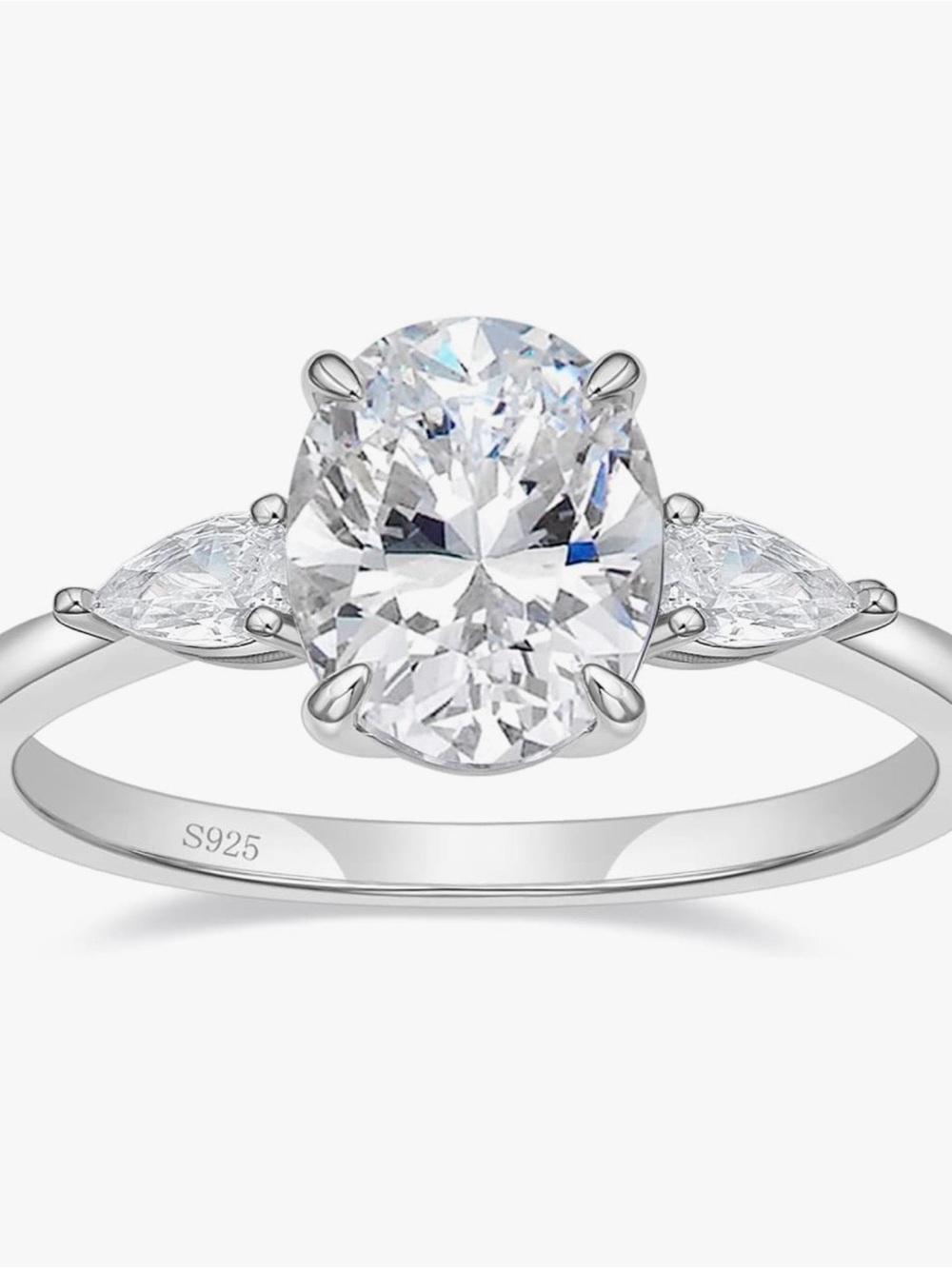 3ct S925 Silver Oval Solitaire Cubic Zirconia Ring Wedding Engagement New Size 8